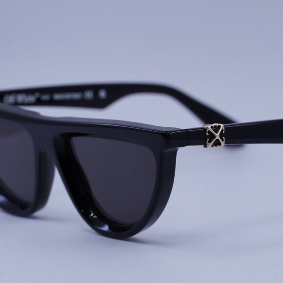 Off-White OERI13V JASPER 1007 Sunglasses Black Geometric Frame, Dark Grey Lenses